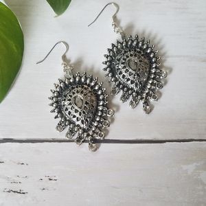 Silver Ornate Warrior Earrings